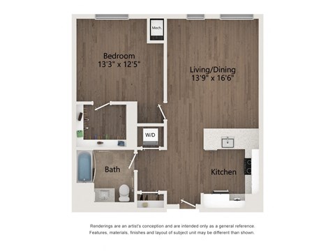 1B-7 Floor Plan at 23rd Place Apartments, Chicago, IL